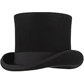 GEMVIE Men's Wool Felt Stage Magic Adults Costume Tall Top Hat 6.7" High Black