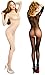 Womens Bodystocking Crotchless Bodysuit with Sleeves QandSweet Sexy Silk Stocking for Look Long, Black+Nude, One Size