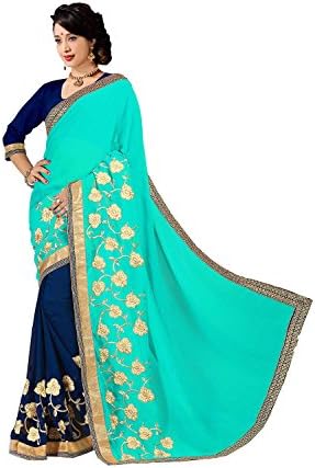 Sangrahan Indian Women Designer Party wear Mint Green,Blue Color Saree Sari R-1