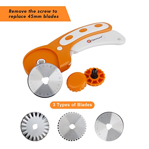45mm Rotary Cutter, Genround Contour Rotary Cutter with 7 Replacement Rotary Cutter Blades |Leather Cutter Rolling Fabric Cutter Leather Rotary Cutter for Scrapbooking, Quilting, Sewing, Arts & Crafts - Thumbnail 3