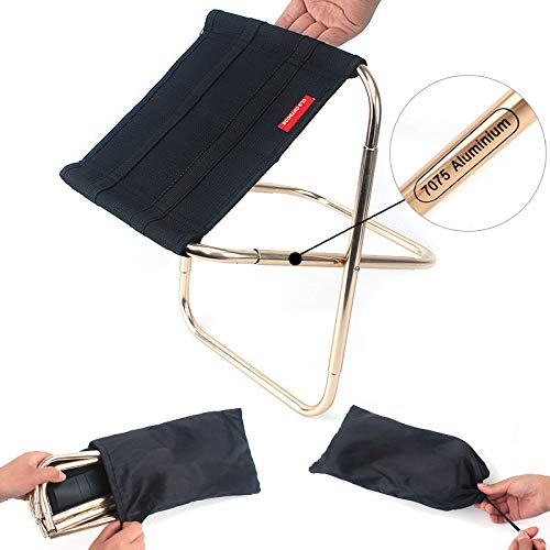 Mini Portable Folding Stool,Folding Camping Stool,600D Oxford Cloth with Carry Bag, Outdoor Folding Chair Slacker Chair for BBQ,Camping,Fishing,Travel,Hiking,Garden,Beach