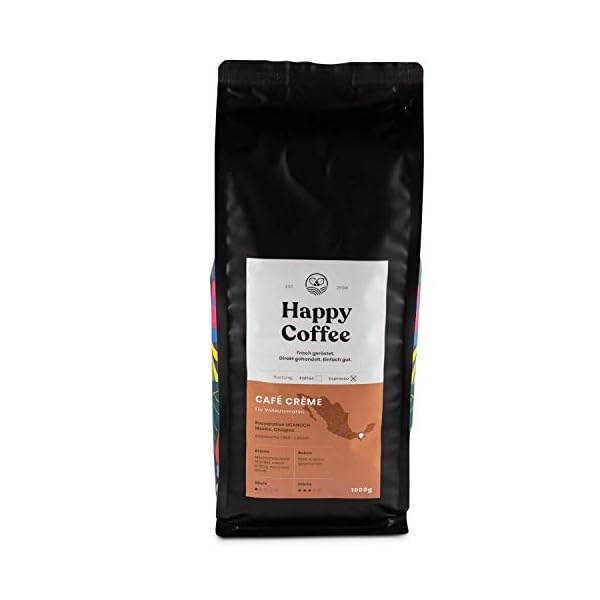 Happy Coffee CAFE CREME | Für Kaffeevollautomaten | Säurearm | schokoladig (1KG)