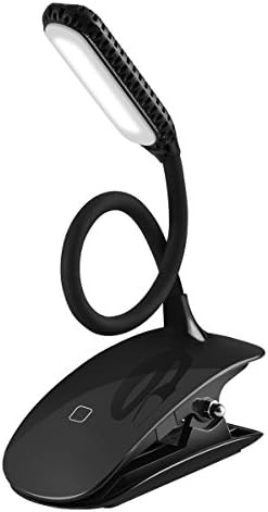 HSicily Rechargeable Book Light, Easy Clip on Reading Lights Flexible Desk Reading Lamp Portable Bedside Lamp with Touch Switch 3 Brightness Eye-Care Night Light for Desk, Bed Headboard and Computer