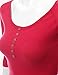 Doublju Womens 3/4 Sleeve Cotton Blend Henley Neck T-Shirt With Lace Trim