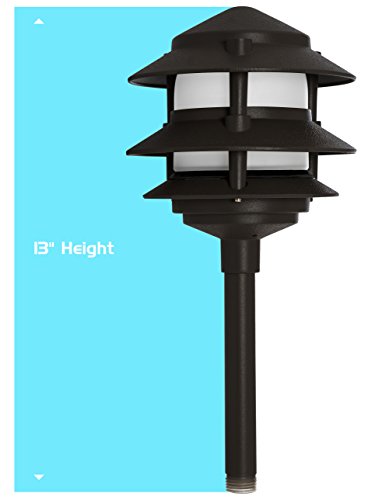 Westgate Lighting LED Area Light-Solid Brass Pagoda Light- Warm White Landscape Lighting-Pagoda Light with Integrated SMD LED Tower-3 Year Unlimited Warranty (4 Black)