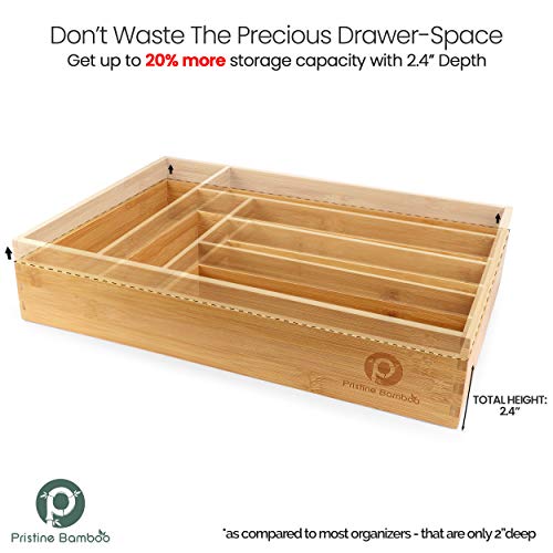 PRISTINE BAMBOO silverware tray organizer Flatware Utensil Cutlery
