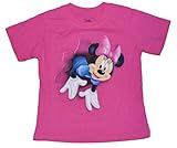 Disney Girls T Shirt Pop Out Minnie w/ Free Disney Stickers, Pink