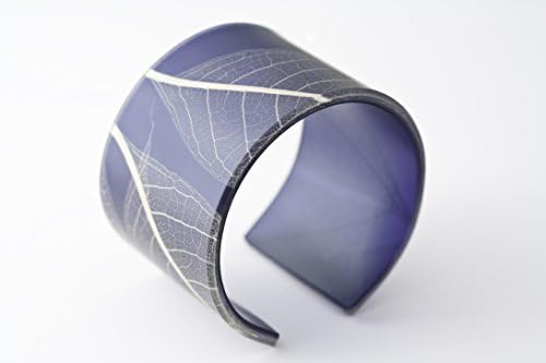 Fossil Leaf Indigo Cuff - Wide