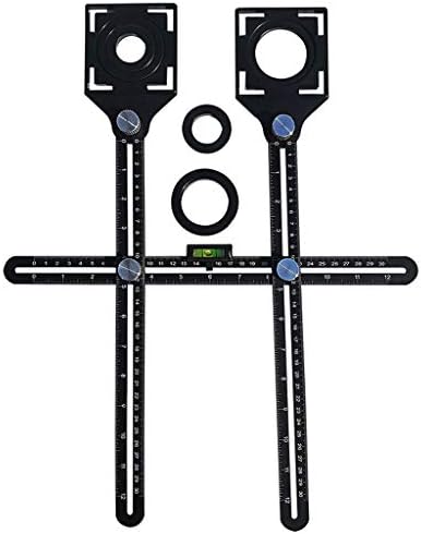 Tile Locator Ruler,Multi-Functional Glass Measurement Artifact,Universal Adjustable Tile Marble Glass Ceramic Floor Cutter Guide Opening Locator Tool (Black)