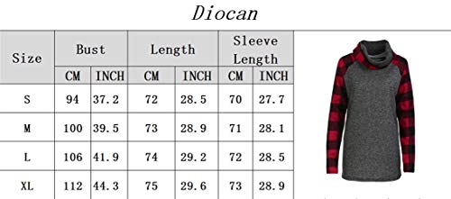 Women\'s Cowl Neck Plaid Sweatshirts Long Sleeve Casual Raglan Shirt Pullover