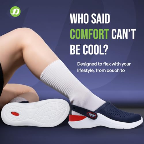 DOCTOR EXTRA SOFT Men's Classic Casual Sports Clogs/Sandals with Adjustable Back Strap for Adult | Comfortable & LightWeight| Stylish & Anti-Skid| Waterproof & Everyday Use Mules for Gents/Boys D-513