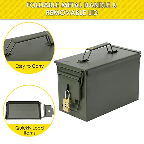 Metal Ammo Can Locking Box 50 Cal Steel Lockable Ammunition Boxes