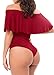 Dasbayla Ruffles Bodysuit Off Shoulder Leotard Tops For Women Plus Size Bathing Suit XL