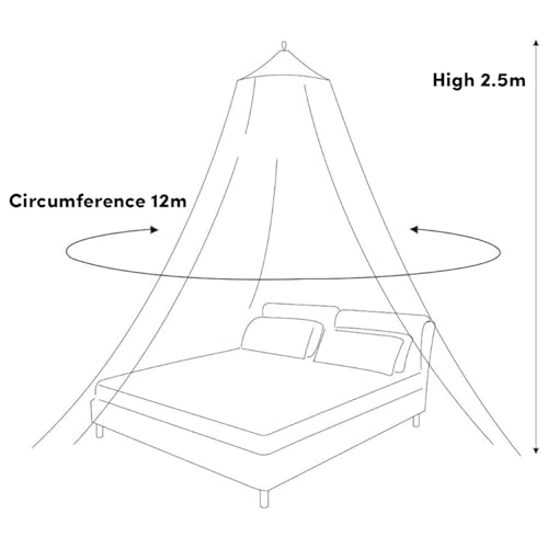 Twinkle Star Mosquito Net for Bed, 2.5M Tall Dome Bed Canopy with Fixing Nails & Rope, Fine Mesh Bed Net for Single Twin Full Queen King Size, White Canopy for Bedroom Camping Travel