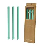 Eco-Friendly Boba/Milk/Bubble/Pearl Tea (3) Reusable Wide-Angle Straws (Seafoam Green Frosted)