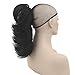 Oubeca Adjustable Claw Ponytail Hairpiece Layered Wavy Messy Pony tail Extensions (1B Natural Black)