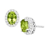 2 ct Natural Peridot & Natural White Topaz Stud