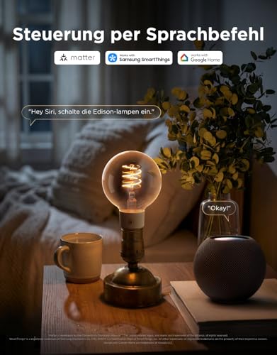 Govee 2 x Smart Edison Light Bulb E27 RGBWW Vintage LED Lamp G80 | Compatible with Google Assistant, Matter, Dimmable with COB Light Bar, 16 Million DIY Colours, for Restaurant and Living Room