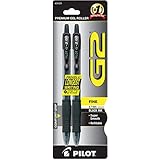 Pilot G2 Retractable Premium Gel Ink Roller Ball Pens, Fine Point, 2-Pack, Black Ink (31031)
