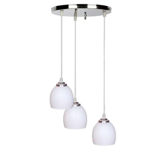 Bloom Glass Somil Pendant/Hanging Ceiling Lamp In One Fitting Colorful and Hand Decorative, Standard (Orange and White) - Set of 3