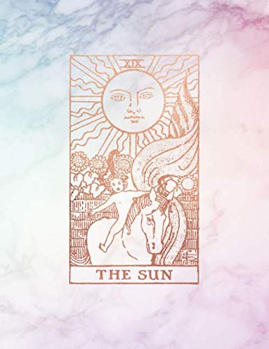 The Sun: College Ruled Journal | 8.5 x 11 A4 Notebook | Pastel Hue, Rainbow Marble and Rose Gold - 1 by Tarot Card Notebooks