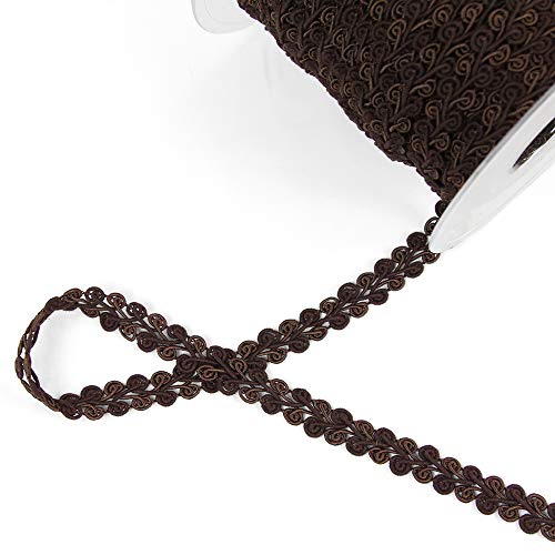 3 Yards of Ruskin Cotton and Viscose/Rayon Corded Trim, Dark Brown, Made in Germany