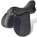 Festnight 5 in 1 Horse Riding Saddle Set 17.5 Inch Real Leather Western Pleasure Trail Show Saddle Gullet (Channel) Size 7.1″ with Saddle Blanket,Stirrups,Stirrup Belts,Girth Blackthumb 1