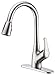Purelux Tulip Kitchen Sink Faucet with Pull Down Sprayer Deck Plate Single Handle Control, Brushed Nickel Pull Out High Arc Design