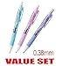 uni-ball Jetstream Extra Fine & Micro Point Click Retractable Roller Ball Pens,-Rubber Grip Type -0.38mm-Black Ink-Color Body Type-Sky Blue,Light Pink,Lavender Body- Each 1 Pen- Value Set of 3