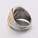 MASOP Stainless Steel Fashion Yellow Topaz Color Rhinestone Crystal Ring for Men and Women
