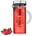 Fruit Infusion Water Pitcher - Stainless Steel Lid With Durable Borosilicate Glass - 1300 ml (44 oz.) Carafe