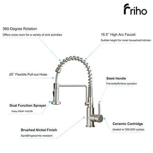 Friho Commercial HighArc Single Handle Pull Out Sprayer Brushed Nickel