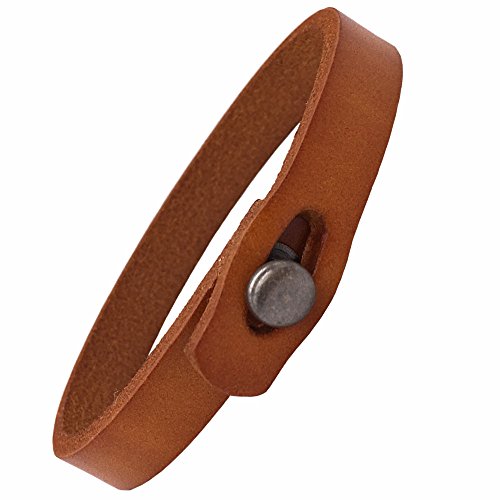 Mens Womens Genuine Leather Bracelets, Handmade punk Style Adjustable Leather Cuff Bracelet wrap bracelets (Yellow)