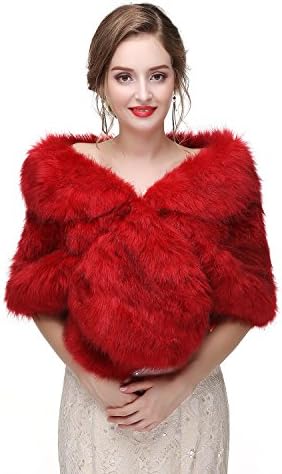 LMBRIDAL Women's Bridal Wraps Faux Fur Shawl Wedding Bolero Formal Jacket MPJ02