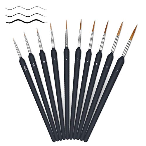 Ledeak Detail Pinsel, 10 Stück Modellbau Pinsel Set Langlebig Pinselset Malen, Miniatur-Pinsel für Acryl und Nägel…