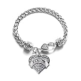 Inspired Silver Nana,Little Sis, Big Sis, Middle Sis, Mom, Sister, Family Classic Silver Plated Pave Heart Clear Crystal Charm Bracelet