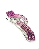Women's Rhinestone Metal Hair Barrette Clip Hair Pin Antique Silver IMB2102