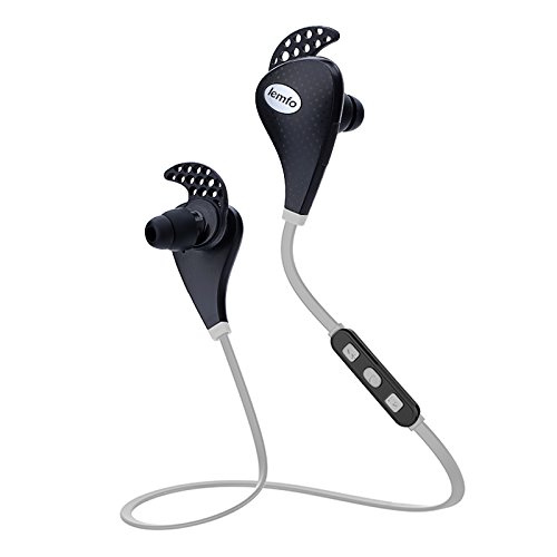 LEMFO Wireless Bluetooth V4.1 Earbuds Noise Cancelling Sports Running Gym Exercise Sweatproof Earphones (Black)