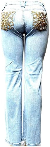 JEANS FOR LOVE Jully-M Premium Sexy Women's Curvy Basic Bootcut Blue Denim Jeans Stretch Pants (9, Light Denim)