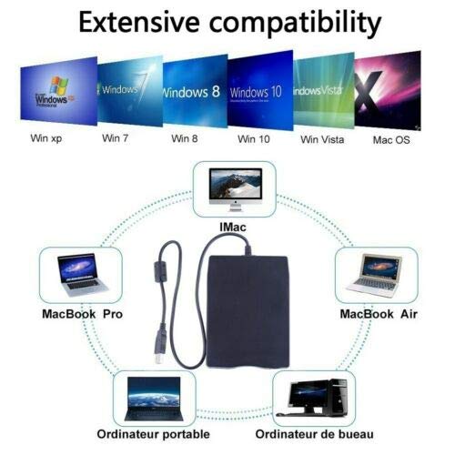 Leoie 3.5 Inch Portable External Floppy Disk USB 2.0 Drive 1.44Mb Reader FDD PC Laptop