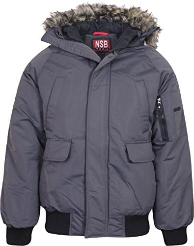 North Sportif Mens Down Filled Bomber Snorkel Jacket, Charcoal, Large'
