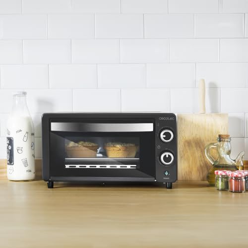 Horno de sobremesa Bake&Toast 1090 Black, 10 L, 1000 W, Temporizador 60min, Temperatura regulable hasta 230ºC, bandeja para hornear, parrilla y una asa con pinzas