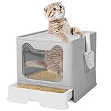 Q-Hillstar Large Top Entry Cat Litter Box, Foldable