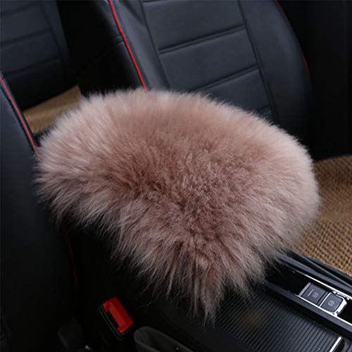 Auto Center Console Fluffy Cover Armrest Pad Warm Winter Plush Arm Rest Seat Box Cushion Cover Protector Faux Fur for Universal Car Vehicle(Pink)