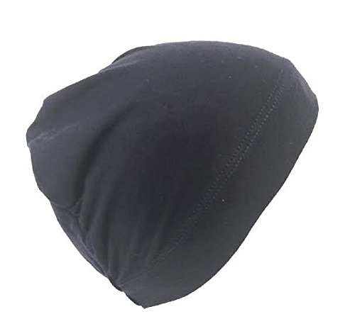 Womens Soft and Comfortable Wig Liner, Chemo Cap, Beanie,Hat and Scarf Liner, Sleep Cap (Black)