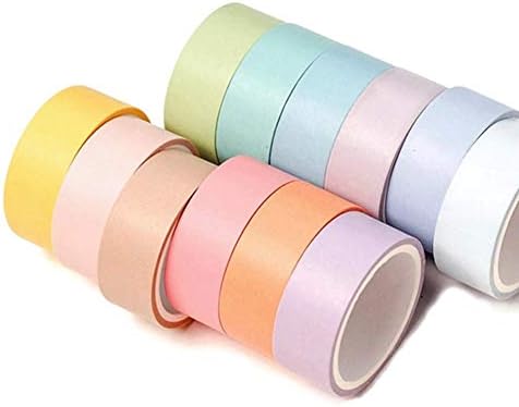 IzHotta Washi Tape Pastel Set of 12 Roll Skinny Decorative Making DIY Craft Gift Wrapping