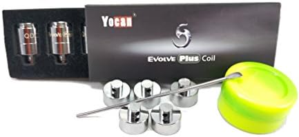 Yocan Evolve Plus Dual Quartz Coil And Caps (5-Pack) (Dual Quartz Coil)