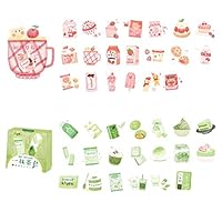 DzdzCrafts 80pcs Matcha Strawberry Ice Smoothie Stickers 1.57-Inches Large for Scrapbooking Diary Planner Card Making Laptop