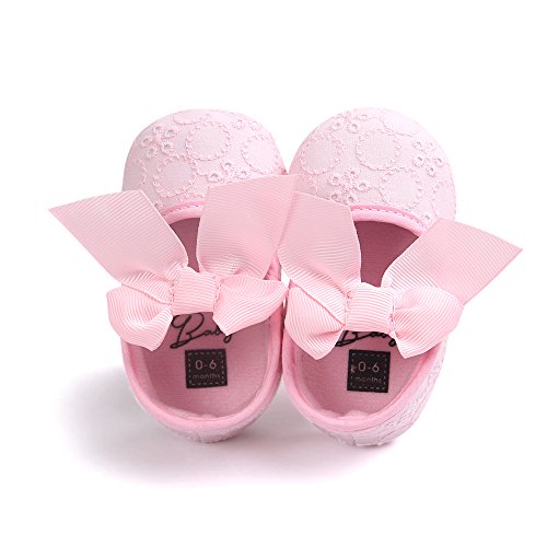 Baby Girls Princess Bowknot Soft Sole Cloth Crib Shoes Sneaker 6-12 Months Pink