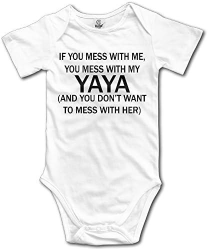 Mess With Me My Yaya Baby Boys' And Girl's Bodysuits Infant Romper Jumpsuit Short-Sleeve Toddler Onesie 12 Months